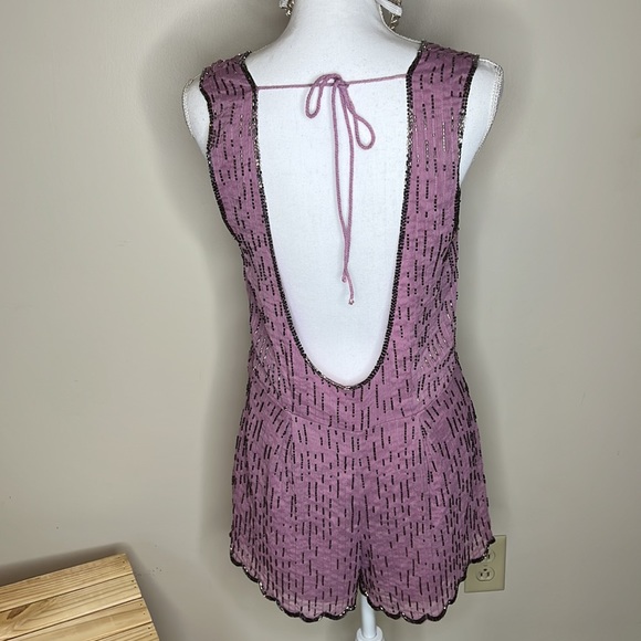 Free People Purple Romper with beading  Size M - Picture 6 of 14